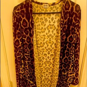 Texas True long leopard print duster with pockets size medium